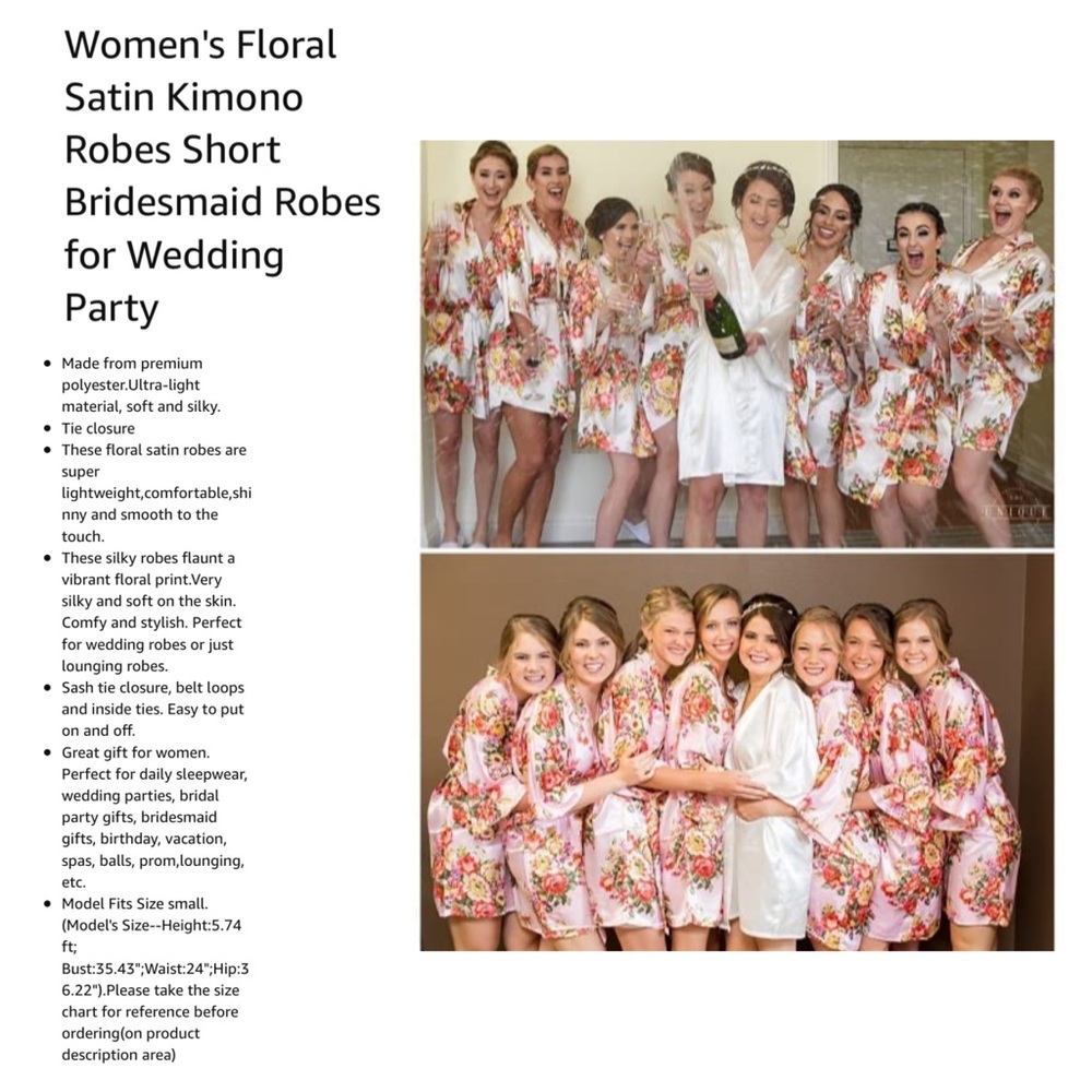 Miss to Mrs Pink Silk Floral Robe - Picture 13 of 14